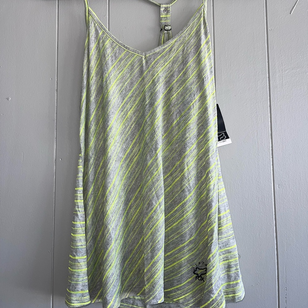 Fox grey and green diagonal striped tank